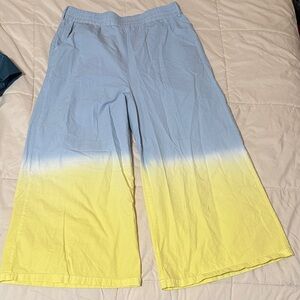 One of a kind Ombre Wide-Leg Lounge Pants - Light Blue & Yellow